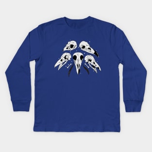 Bird skulls with feathers Kids Long Sleeve T-Shirt